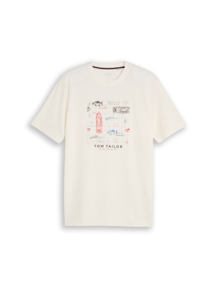 structured print t-shirt, Gardenia White 10348 Bild 1
