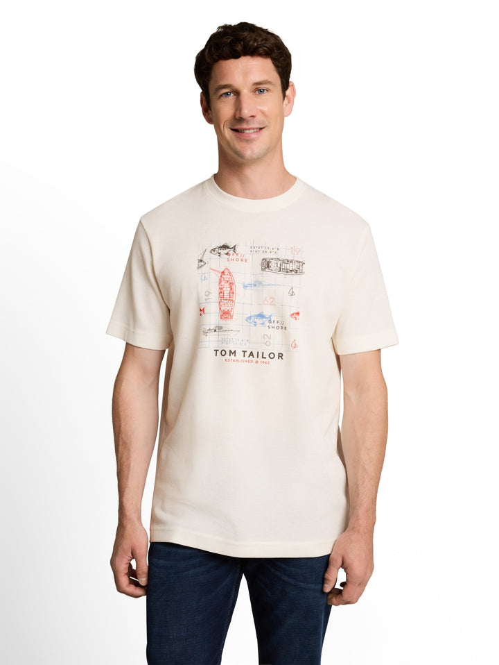 structured print t-shirt, Gardenia White 10348 Bild 5