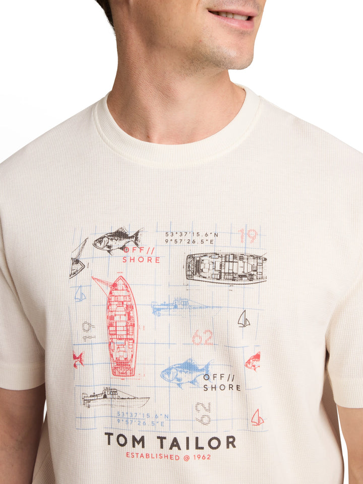 structured print t-shirt, Gardenia White 10348 Bild 6