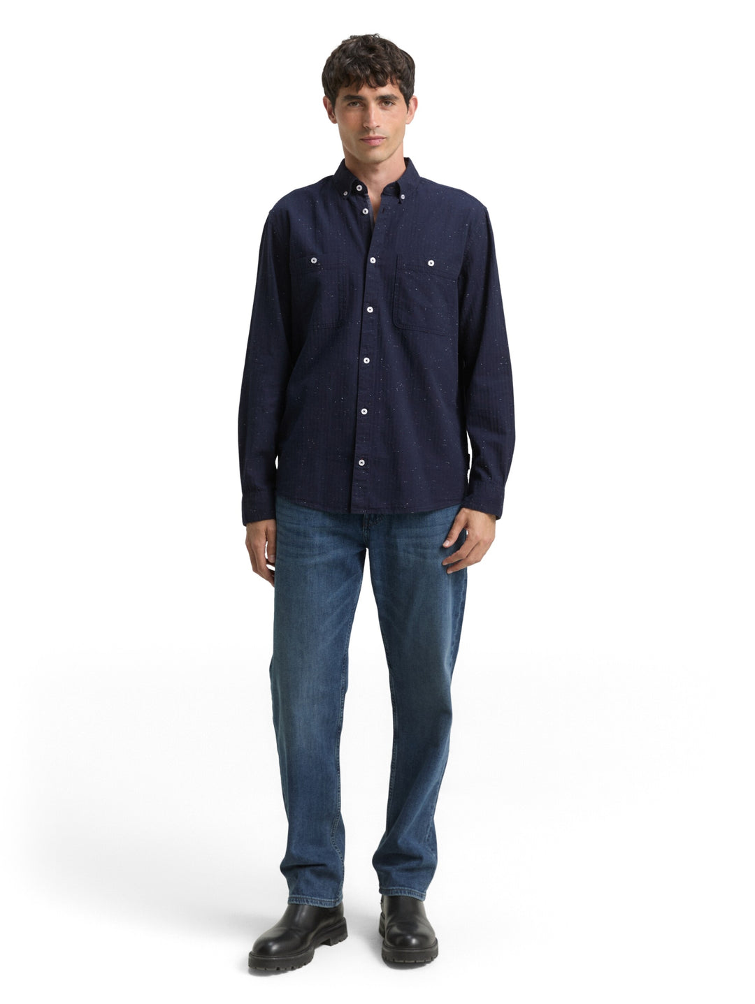 structured shirt, navy nep structure 38953 Bild 3