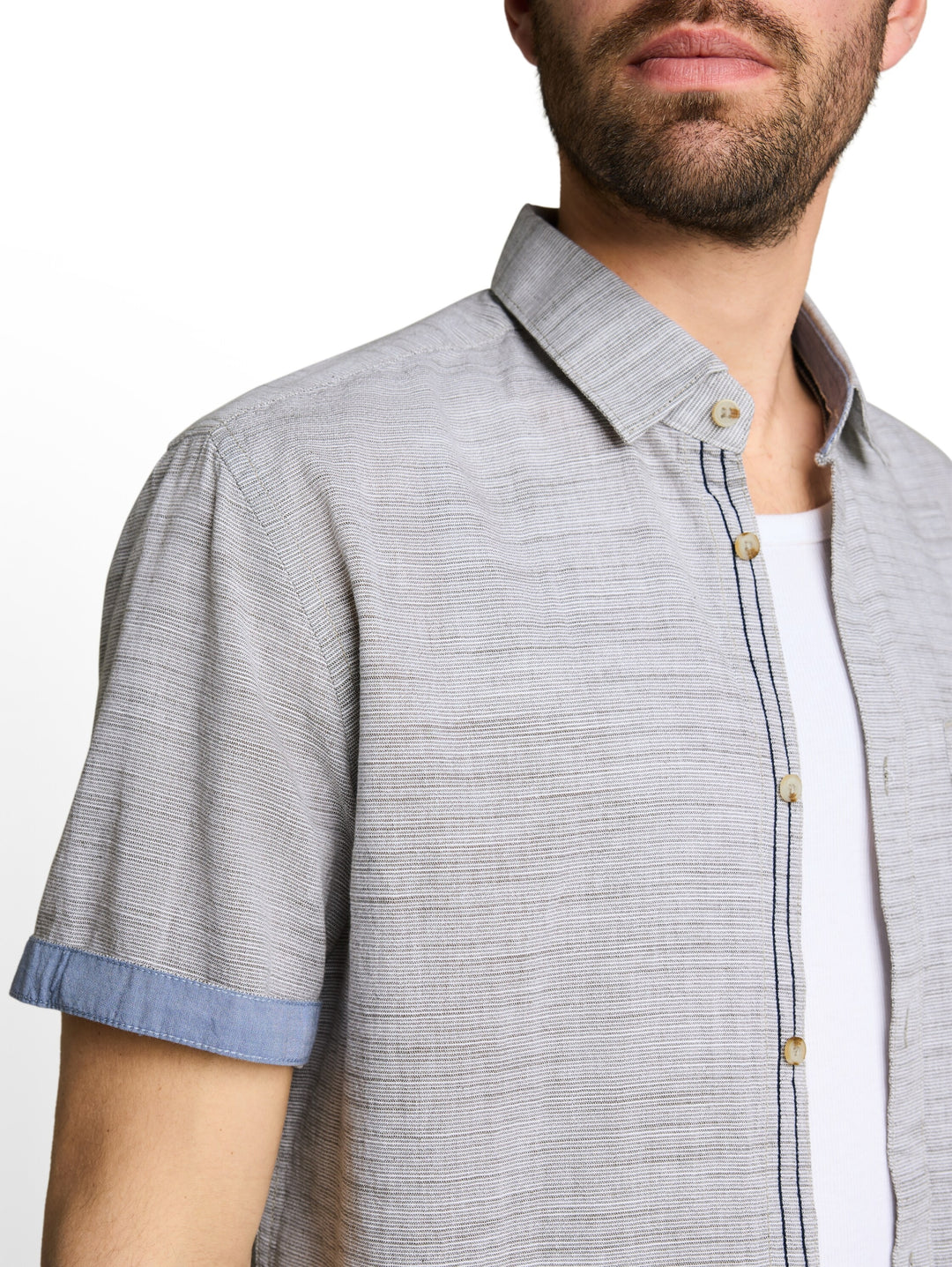 structured slubyarn shirt, leaf green horizontal stripe 40187 Bild 12