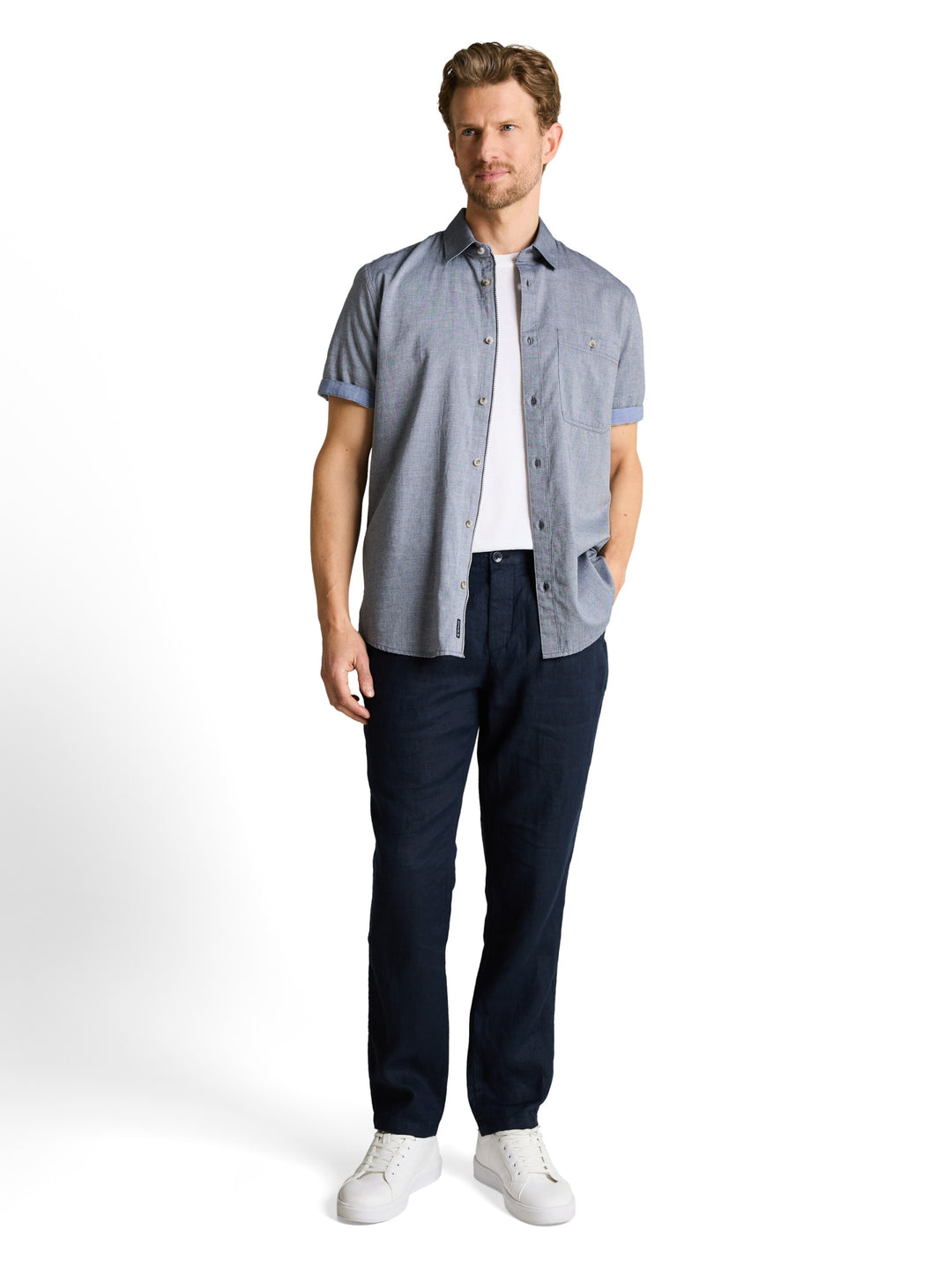 structured slubyarn shirt, navy blue horizontal structure 39672 Bild 3