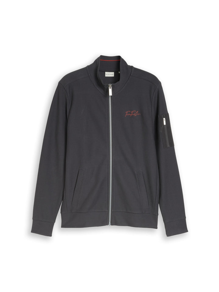 structured stand-up sweat jack, Tarmac Grey 10899 Bild 1