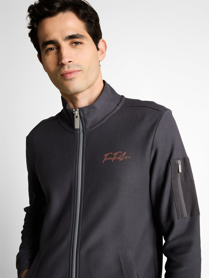 structured stand-up sweat jack, Tarmac Grey 10899 Bild 5