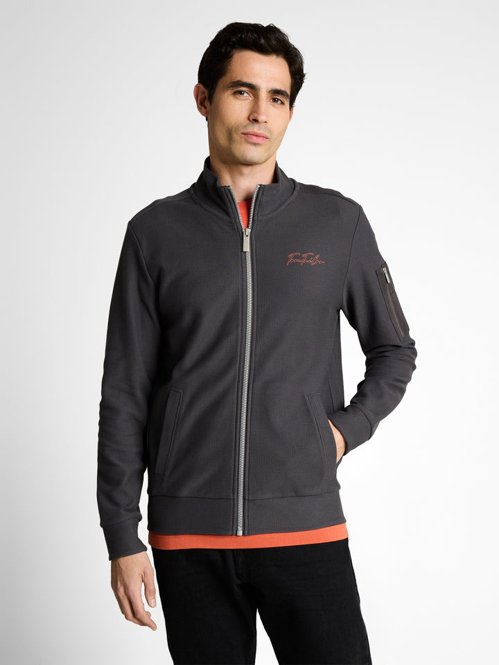 structured stand-up sweat jack, Tarmac Grey 10899 Bild 6