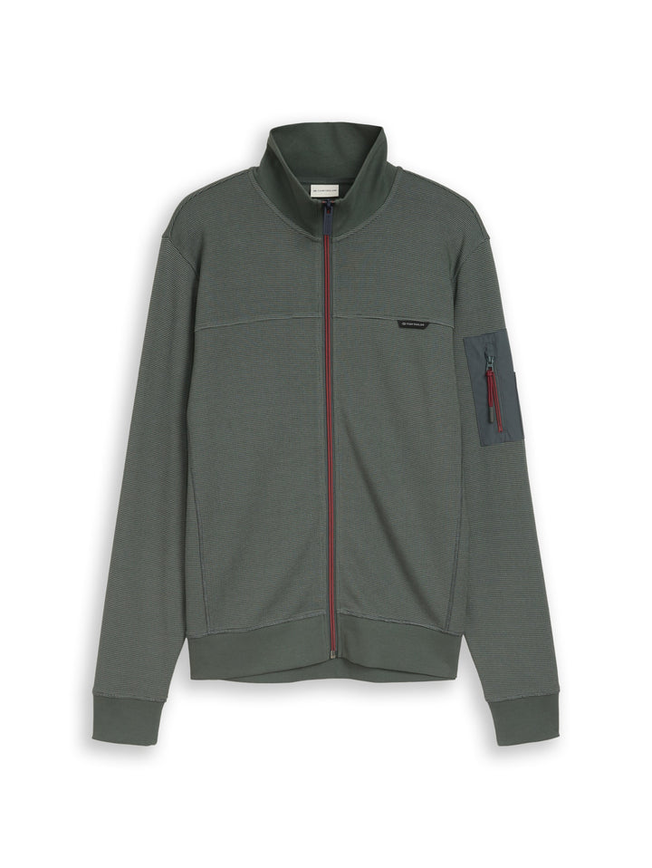 structured stand-up sweat jack, Darkest Olive 14406 Bild 1