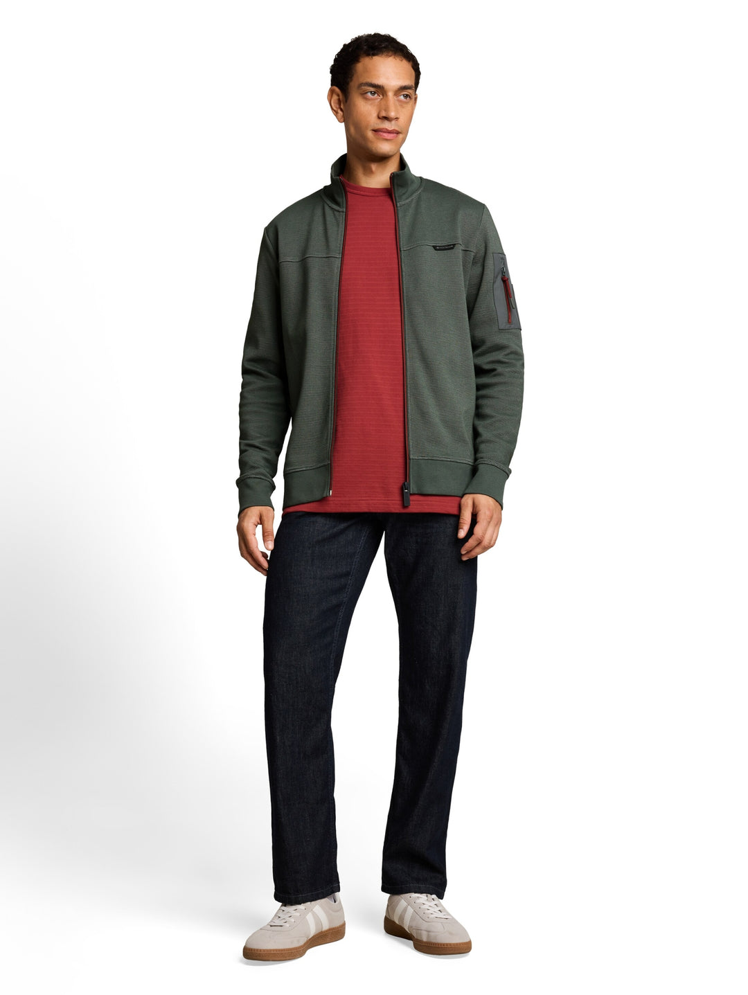 structured stand-up sweat jack, Darkest Olive 14406 Bild 3