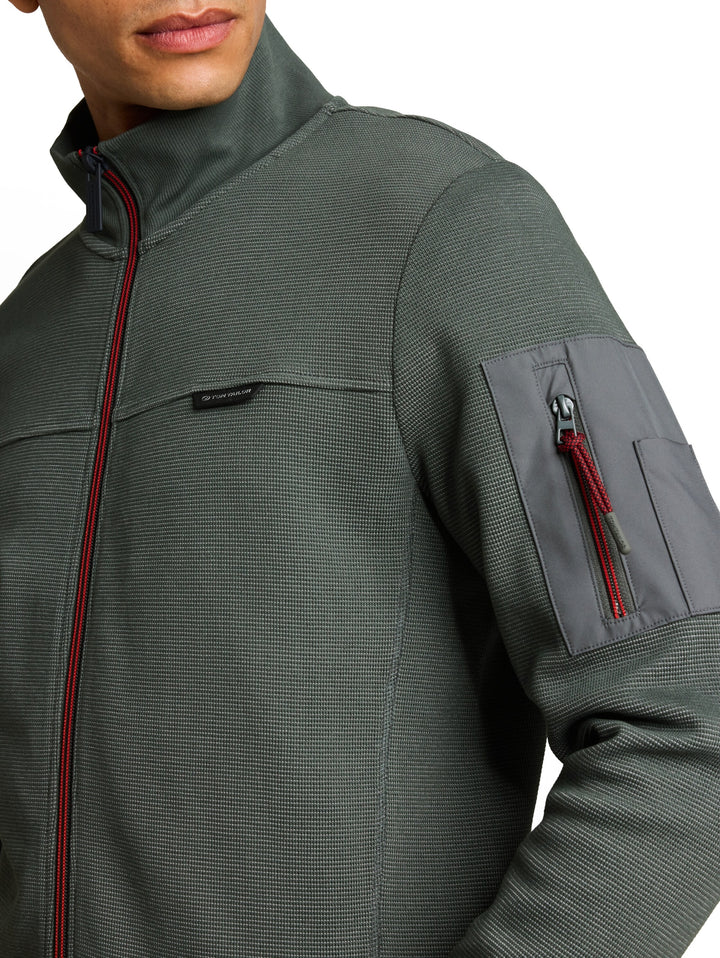 structured stand-up sweat jack, Darkest Olive 14406 Bild 5
