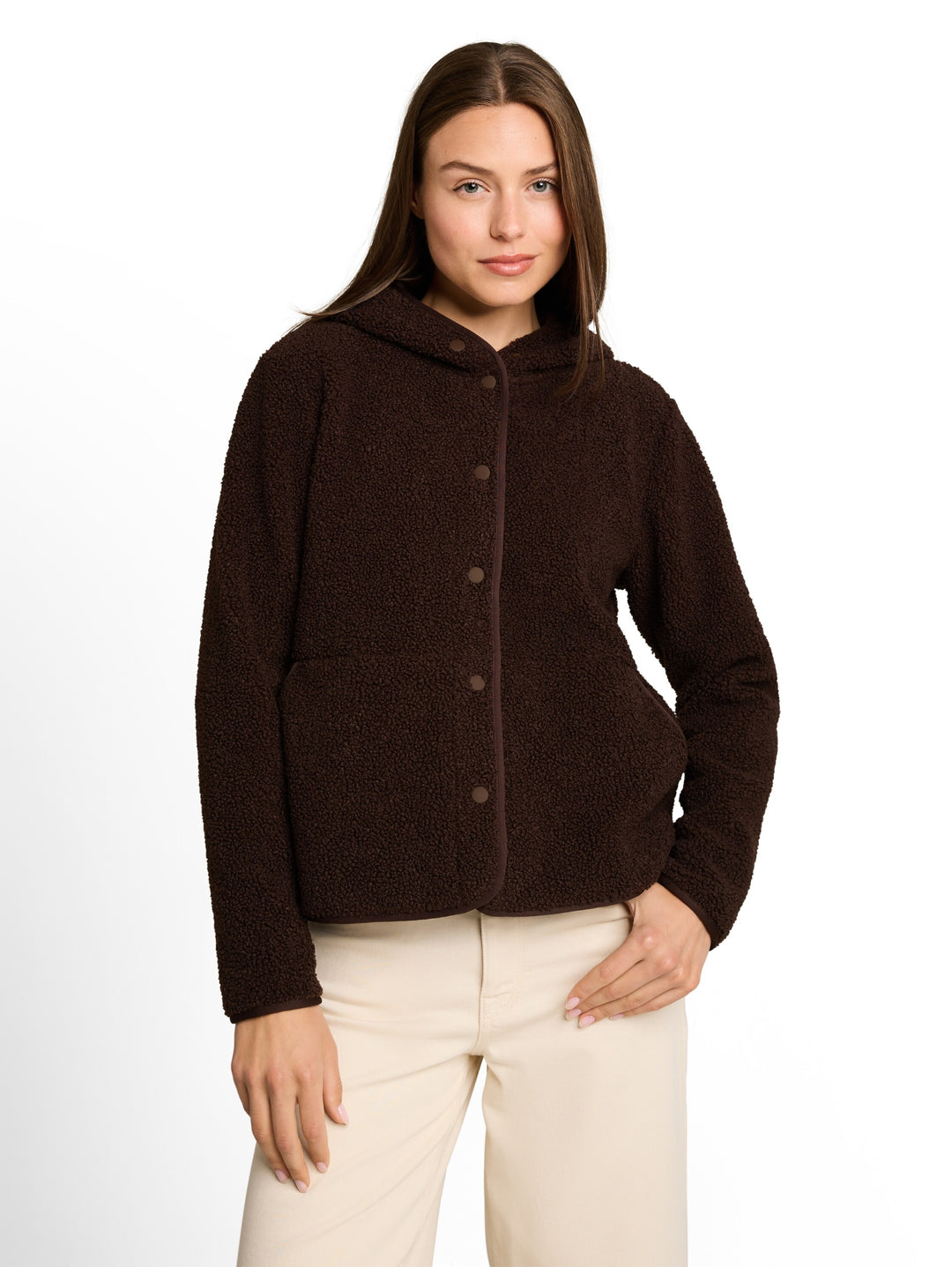 Sweatjacket teddy with buttons, java dark brown 13234 Bild 5