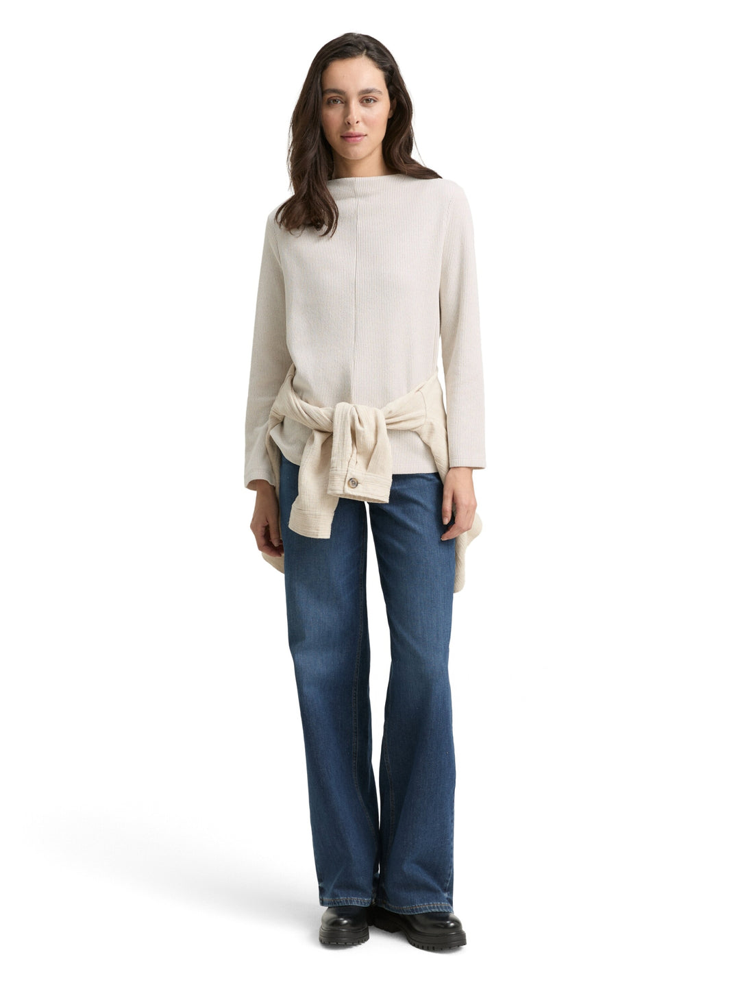 Sweatshirt mock neck, sand stone beige melange 36844 Bild 3