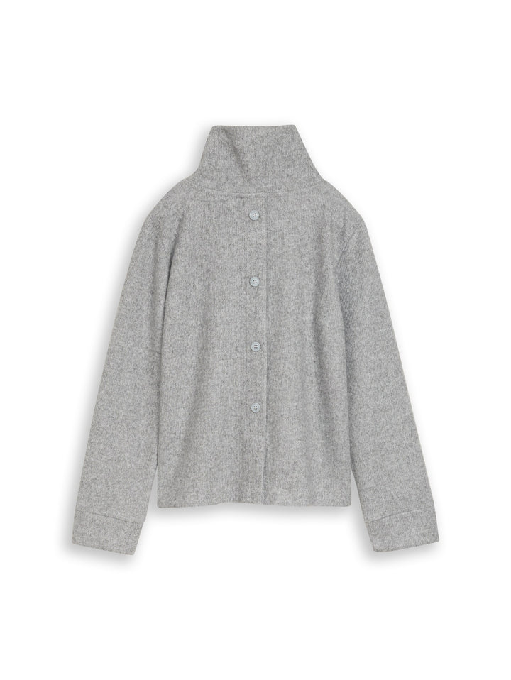 Sweatshirt wide roll neck cosy, soft grey melange 40730 Bild 1