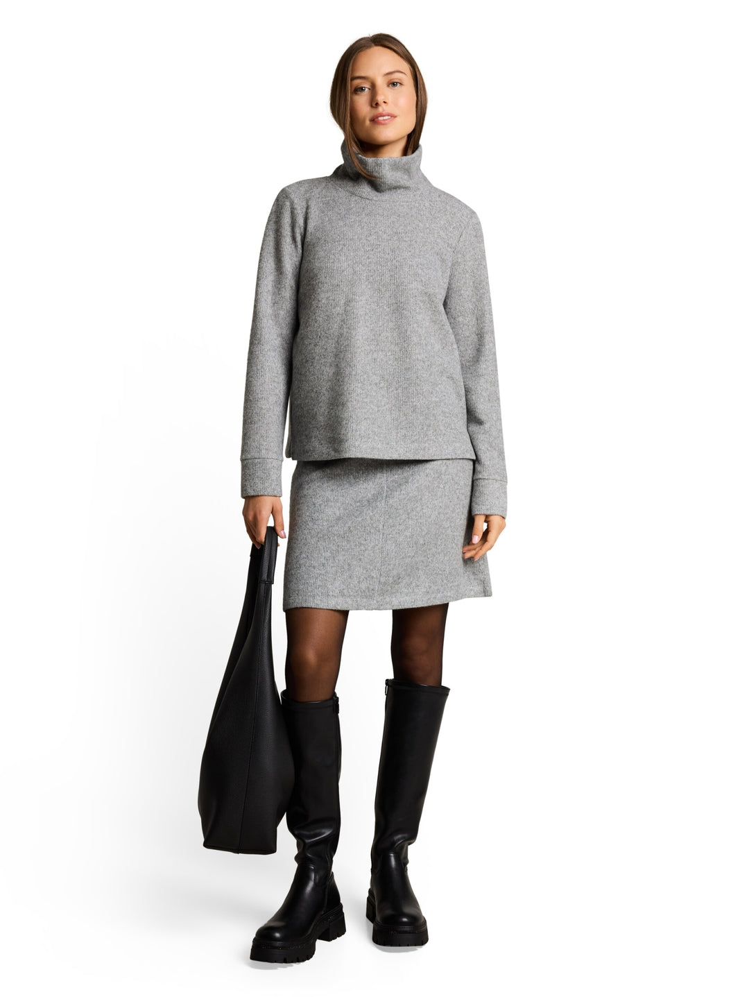 Sweatshirt wide roll neck cosy, soft grey melange 40730 Bild 3