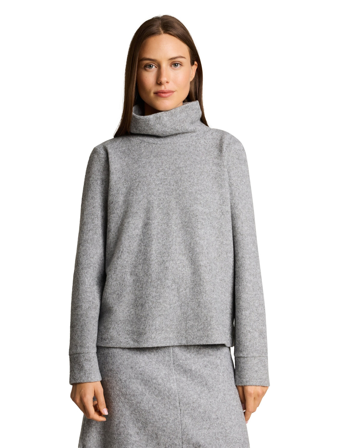 Sweatshirt wide roll neck cosy, soft grey melange 40730 Bild 6