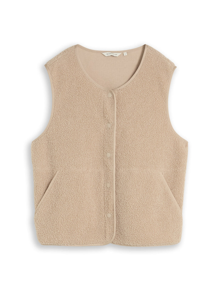 Sweatvest teddy with buttons, Gravel Beige 10461 Bild 1