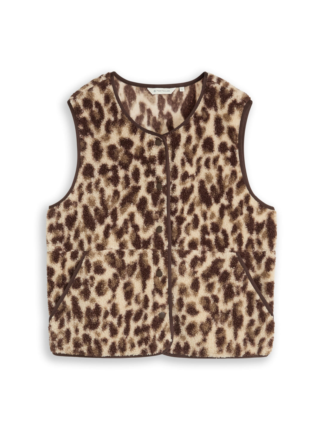 Sweatvest teddy with buttons, beige java brown leo print 41171 Bild 1