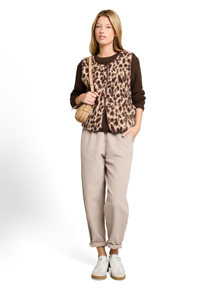 Sweatvest teddy with buttons, beige java brown leo print 41171 Bild 3