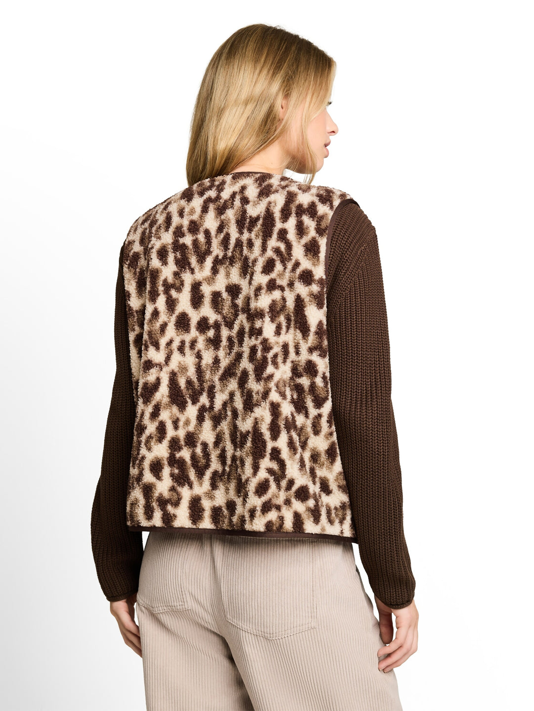Sweatvest teddy with buttons, beige java brown leo print 41171 Bild 4