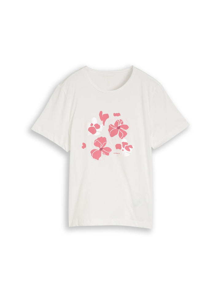 T-shirt basic crew neck print, Whisper White 10315 Bild 1