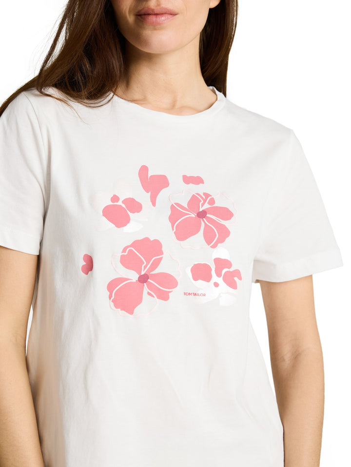 T-shirt basic crew neck print, Whisper White 10315 Bild 5