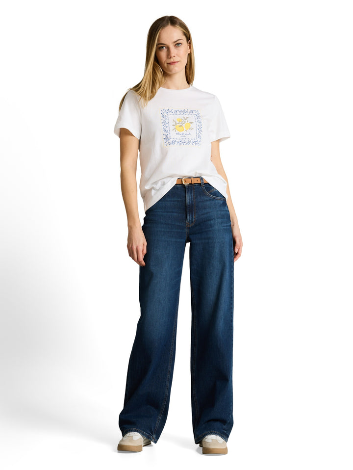 T-shirt basic crew neck print, off white 10332 Bild 3