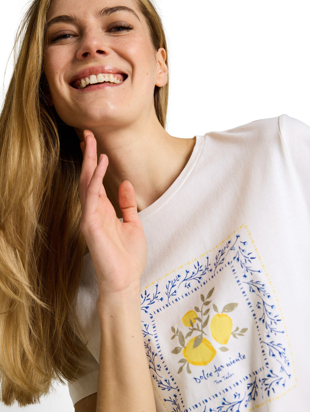 T-shirt basic crew neck print, off white 10332 Bild 6