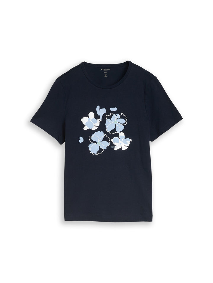 T-shirt basic crew neck print, sky captain blue 10668 Bild 1