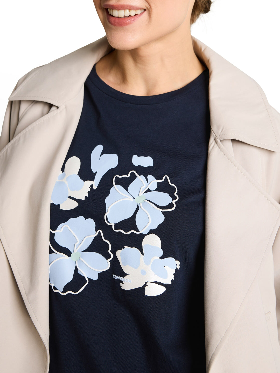 T-shirt basic crew neck print, sky captain blue 10668 Bild 5