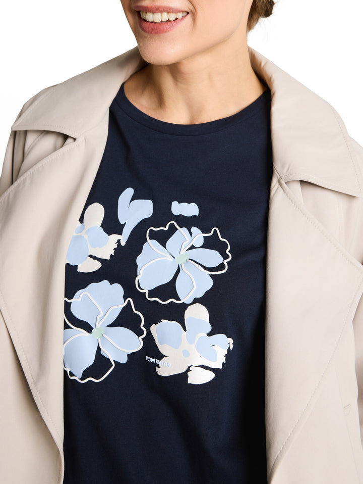 T-shirt basic crew neck print, sky captain blue 10668 Bild 5