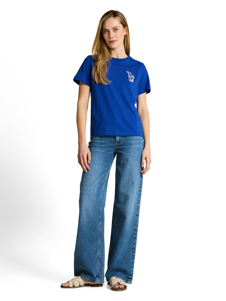 T-shirt basic crew neck print, shiny royal blue 14531 Bild 3