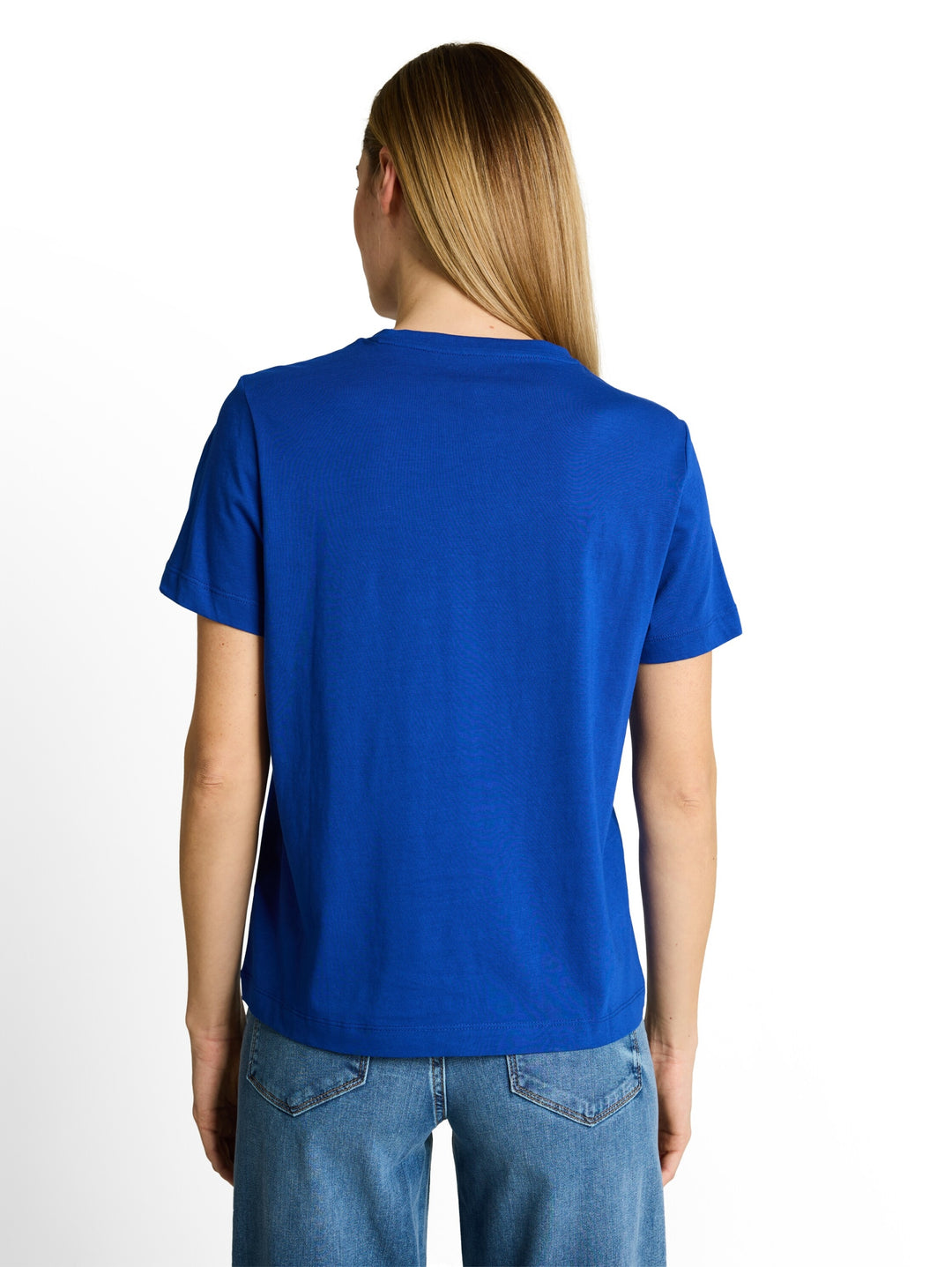 T-shirt basic crew neck print, shiny royal blue 14531 Bild 4