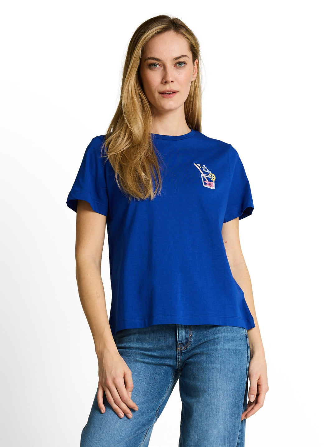 T-shirt basic crew neck print, shiny royal blue 14531 Bild 5