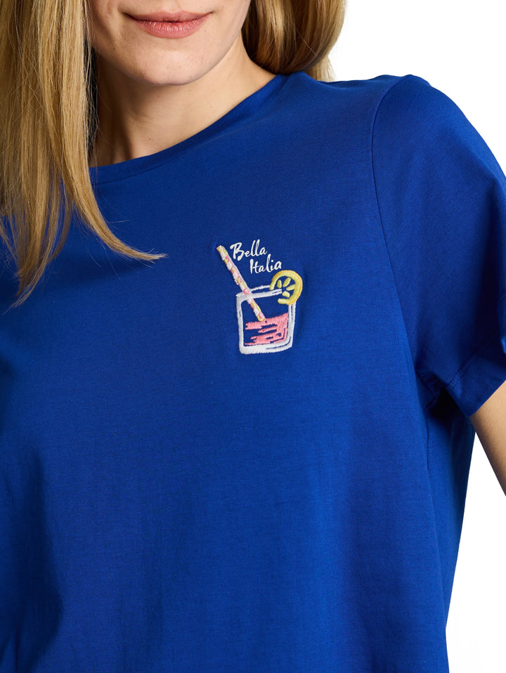 T-shirt basic crew neck print, shiny royal blue 14531 Bild 6