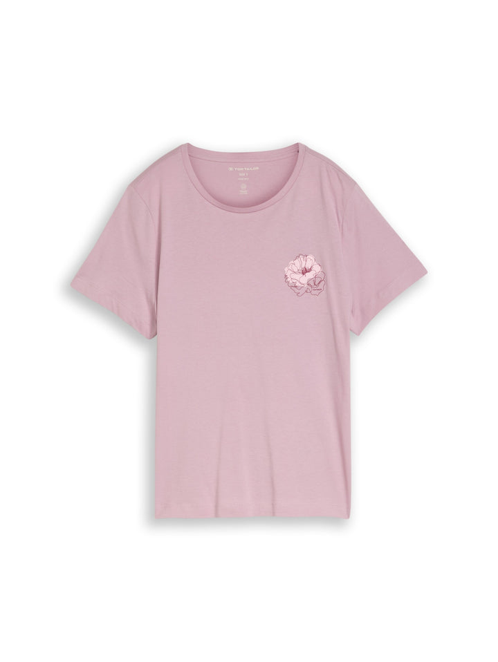 T-shirt basic crew neck print, light elderberry 36847 Bild 1