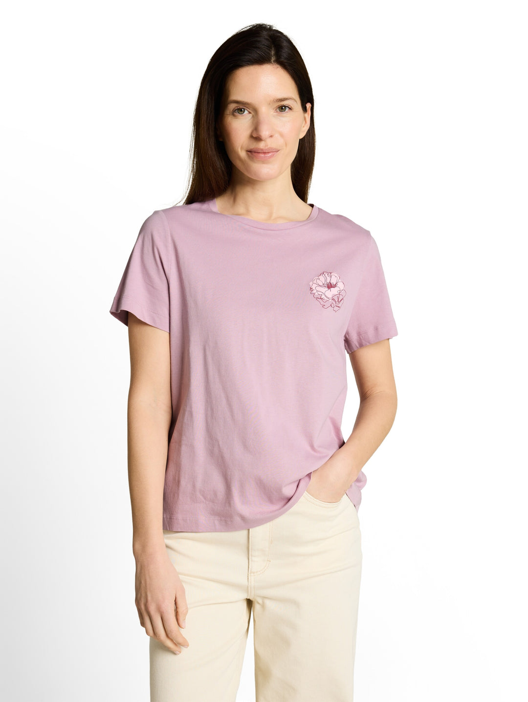 T-shirt basic crew neck print, light elderberry 36847 Bild 5