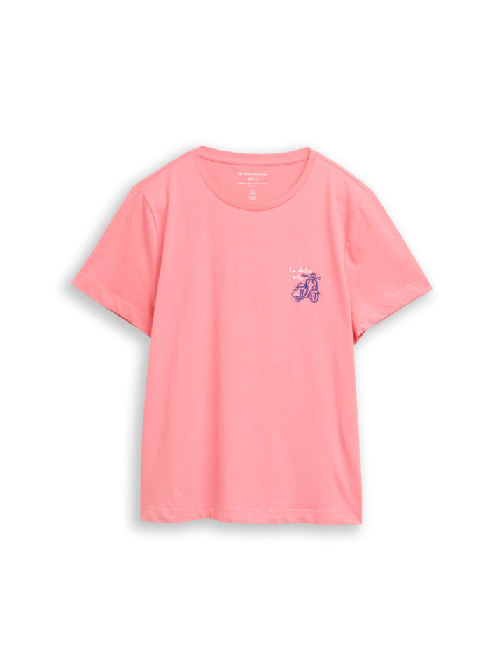 T-shirt basic crew neck print, soft fuchsia pink 40506 Bild 1