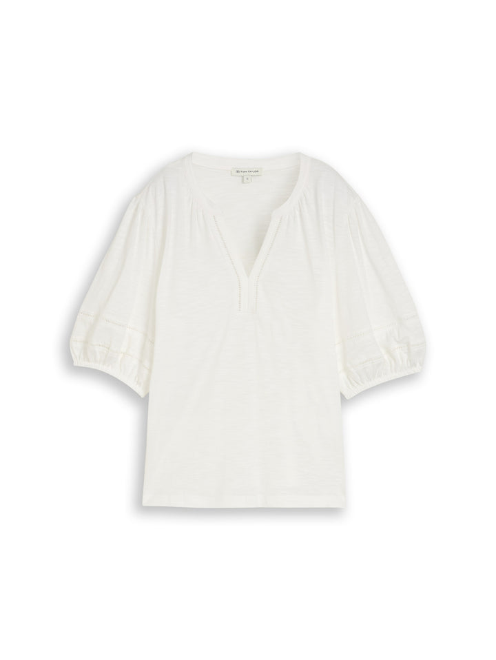 T-Shirt blouse with laces, Whisper White 10315 Bild 1