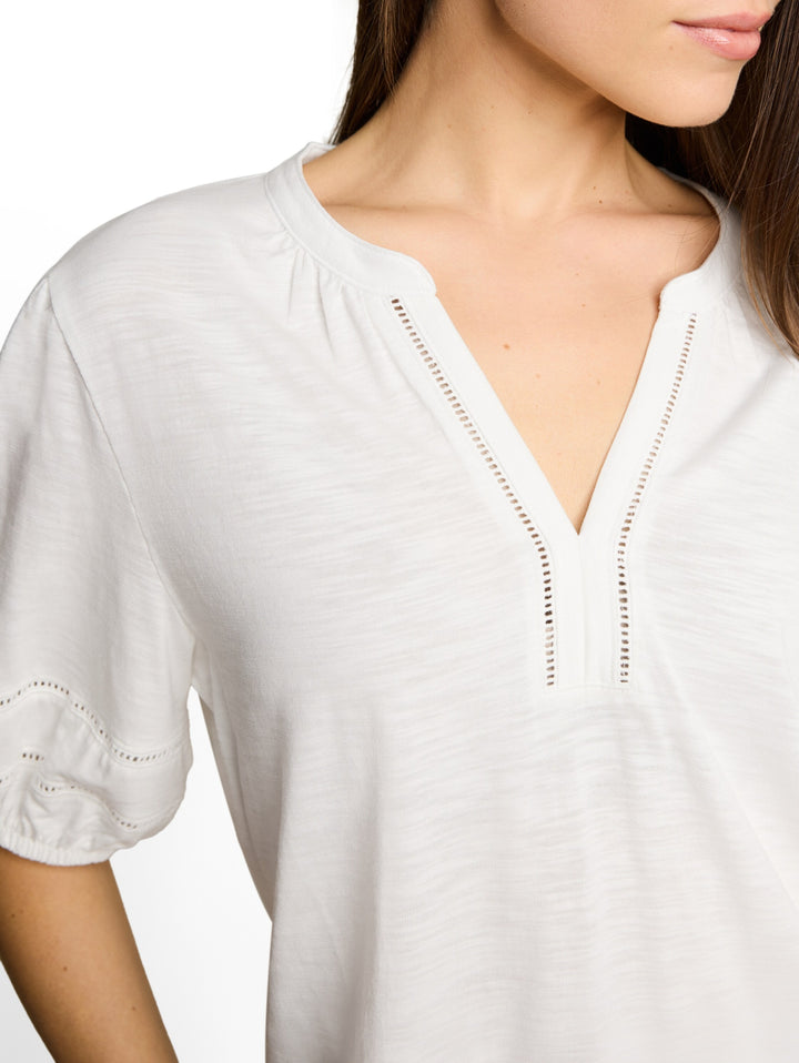 T-Shirt blouse with laces, Whisper White 10315 Bild 5