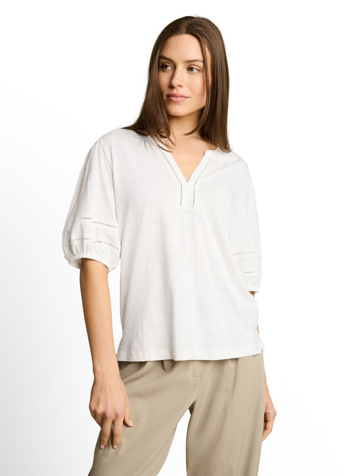 T-Shirt blouse with laces, Whisper White 10315 Bild 6