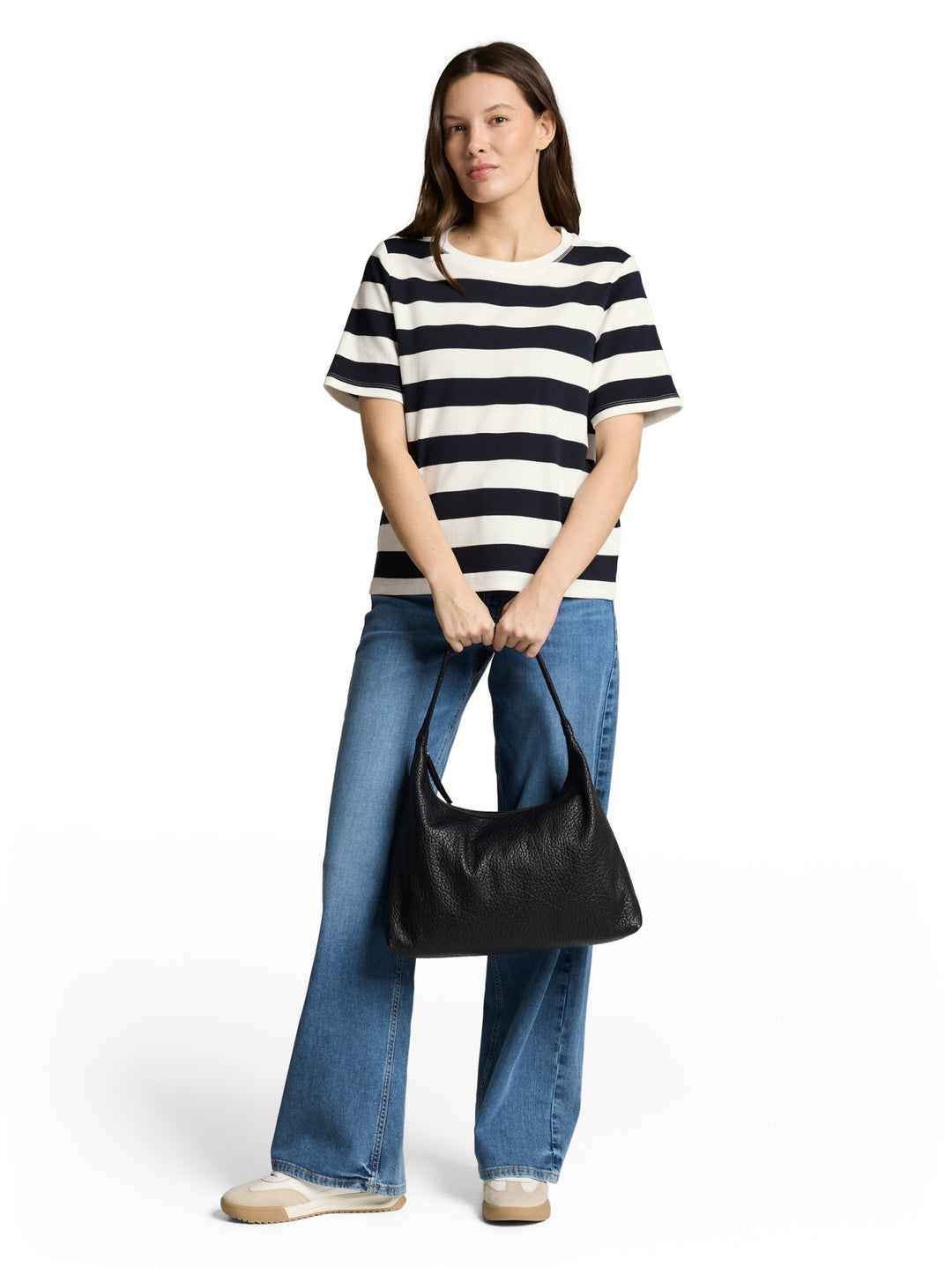 T-shirt boxy crew neck with pr, white navy bold stripe 40115 Bild 3