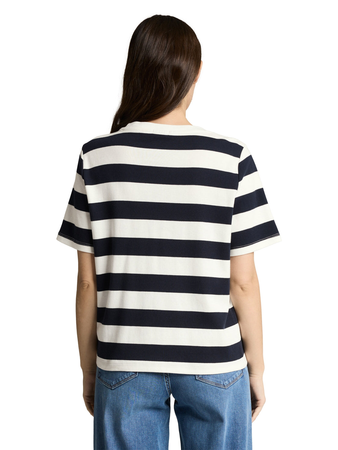 T-shirt boxy crew neck with pr, white navy bold stripe 40115 Bild 4