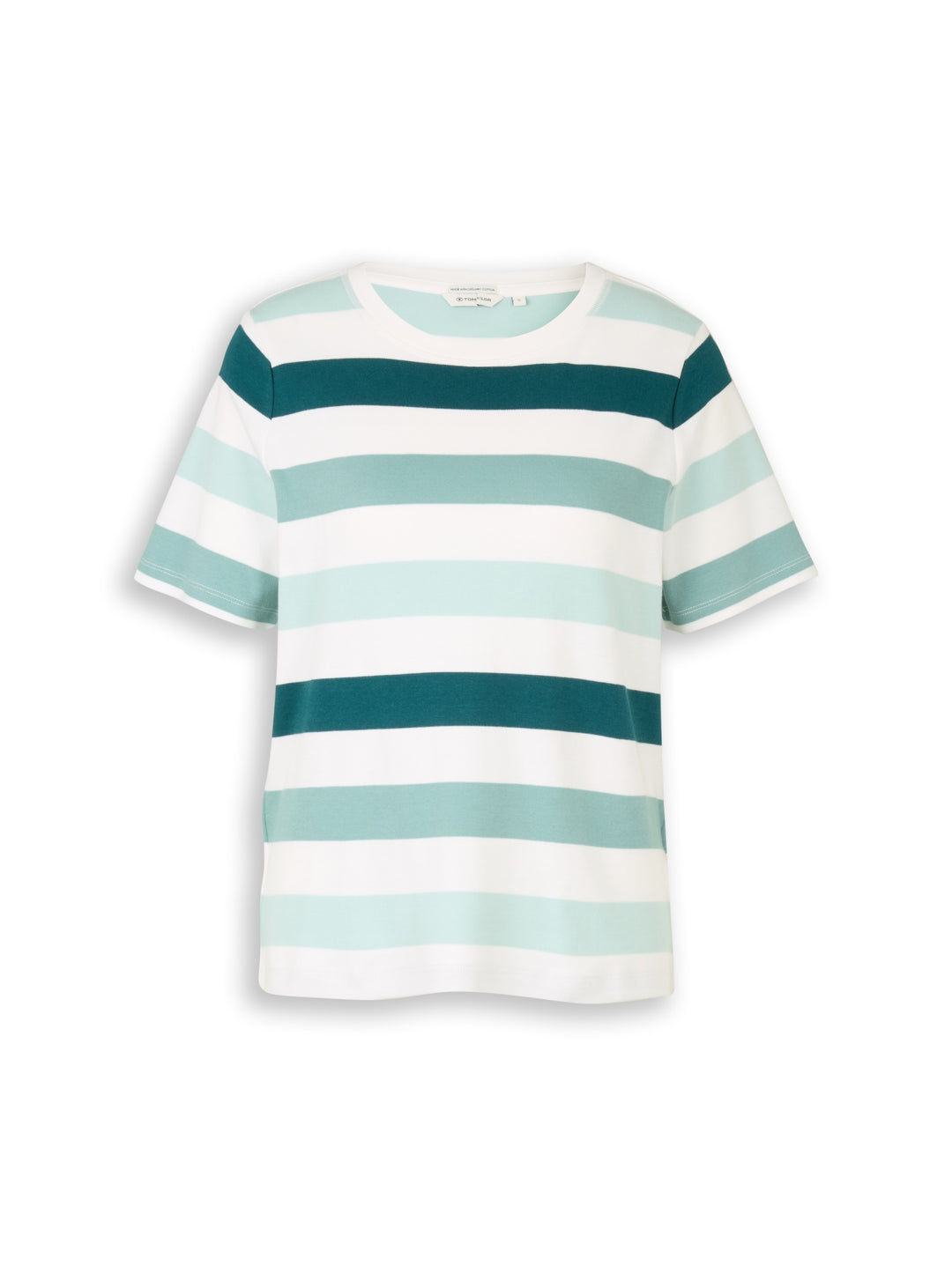 T-shirt boxy crew neck with pr, white mint bold stripe 40116 Bild 1