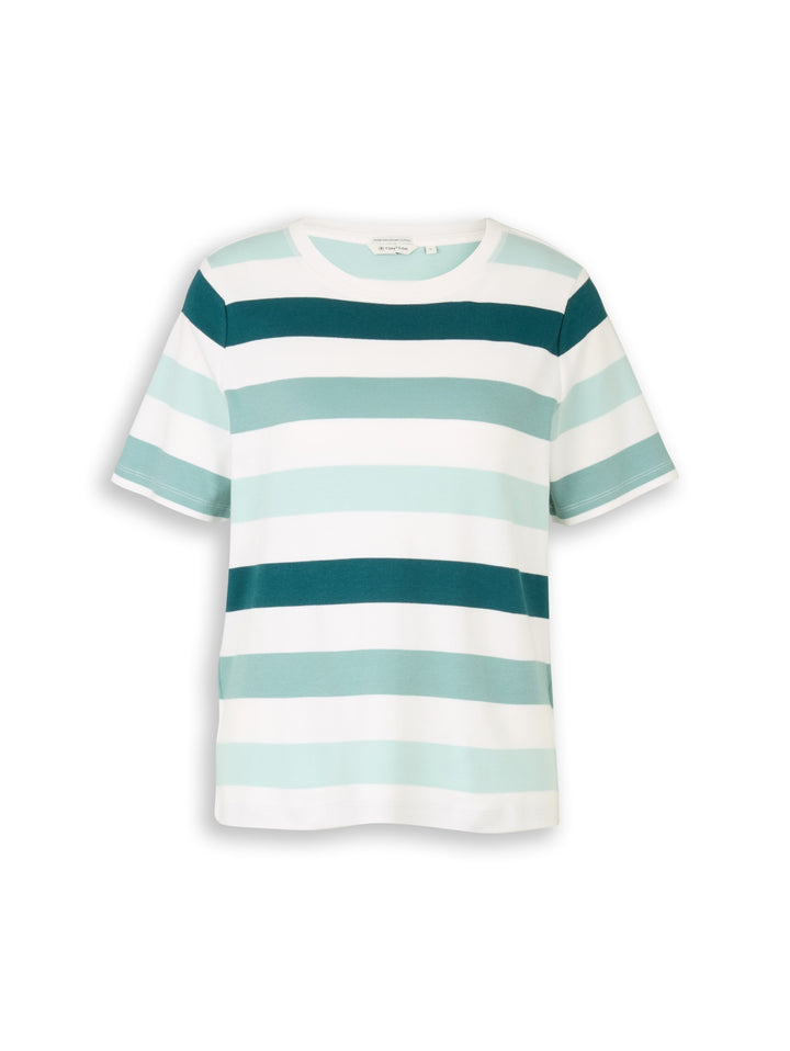 T-shirt boxy crew neck with pr, white mint bold stripe 40116 Bild 1