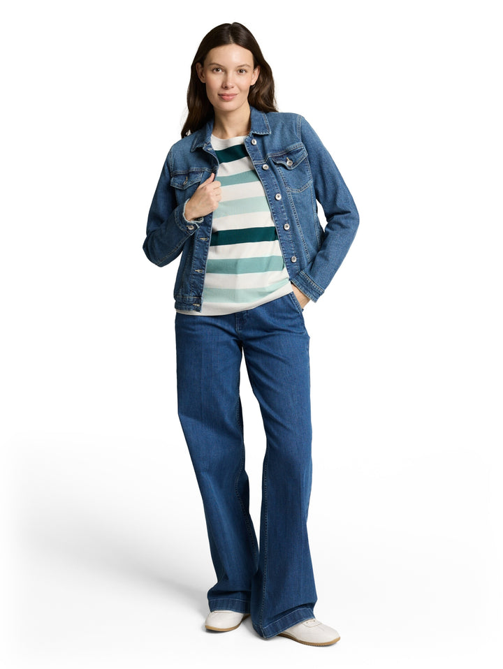 T-shirt boxy crew neck with pr, white mint bold stripe 40116 Bild 3