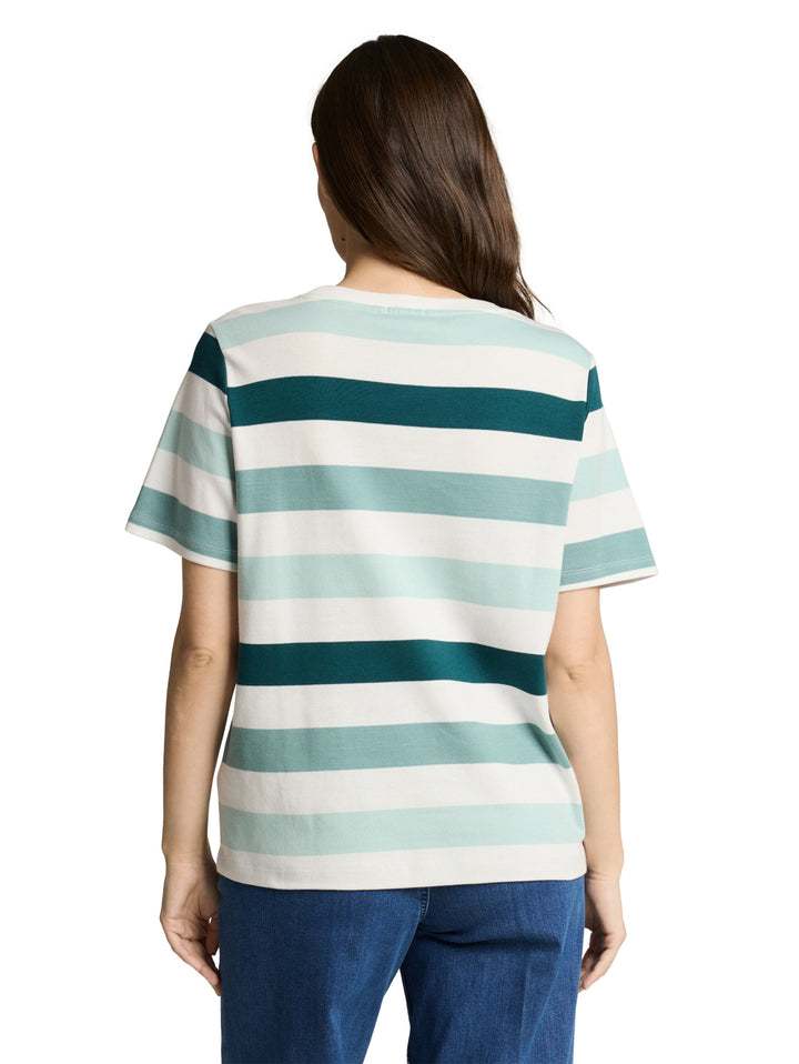 T-shirt boxy crew neck with pr, white mint bold stripe 40116 Bild 4