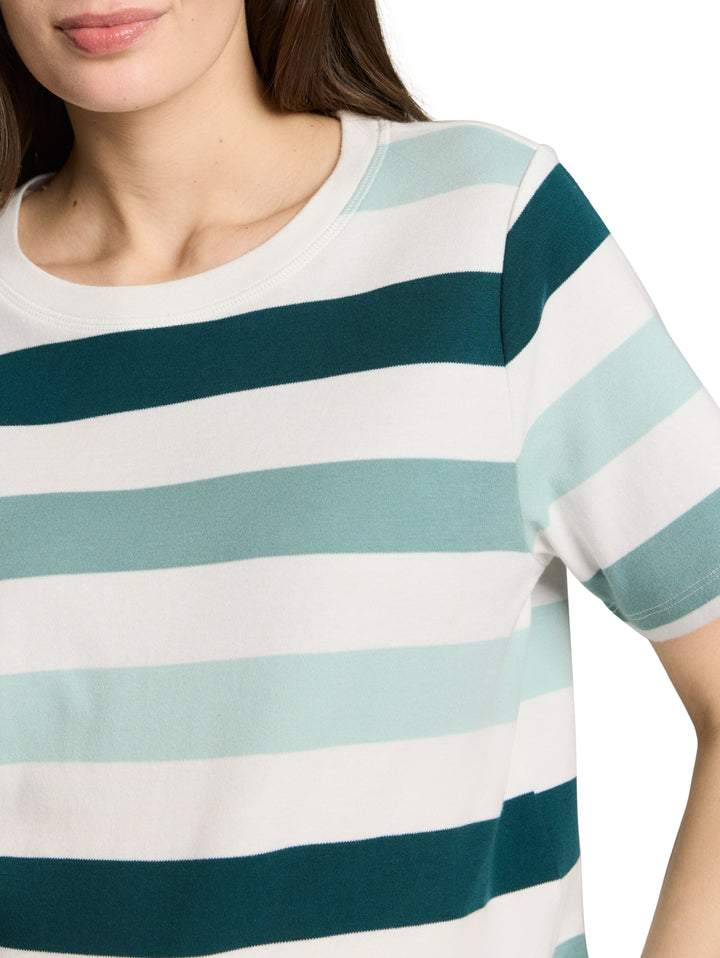 T-shirt boxy crew neck with pr, white mint bold stripe 40116 Bild 5