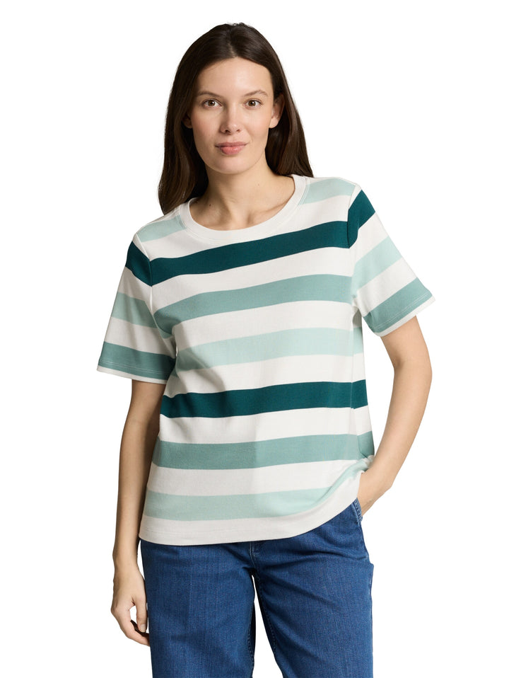 T-shirt boxy crew neck with pr, white mint bold stripe 40116 Bild 6
