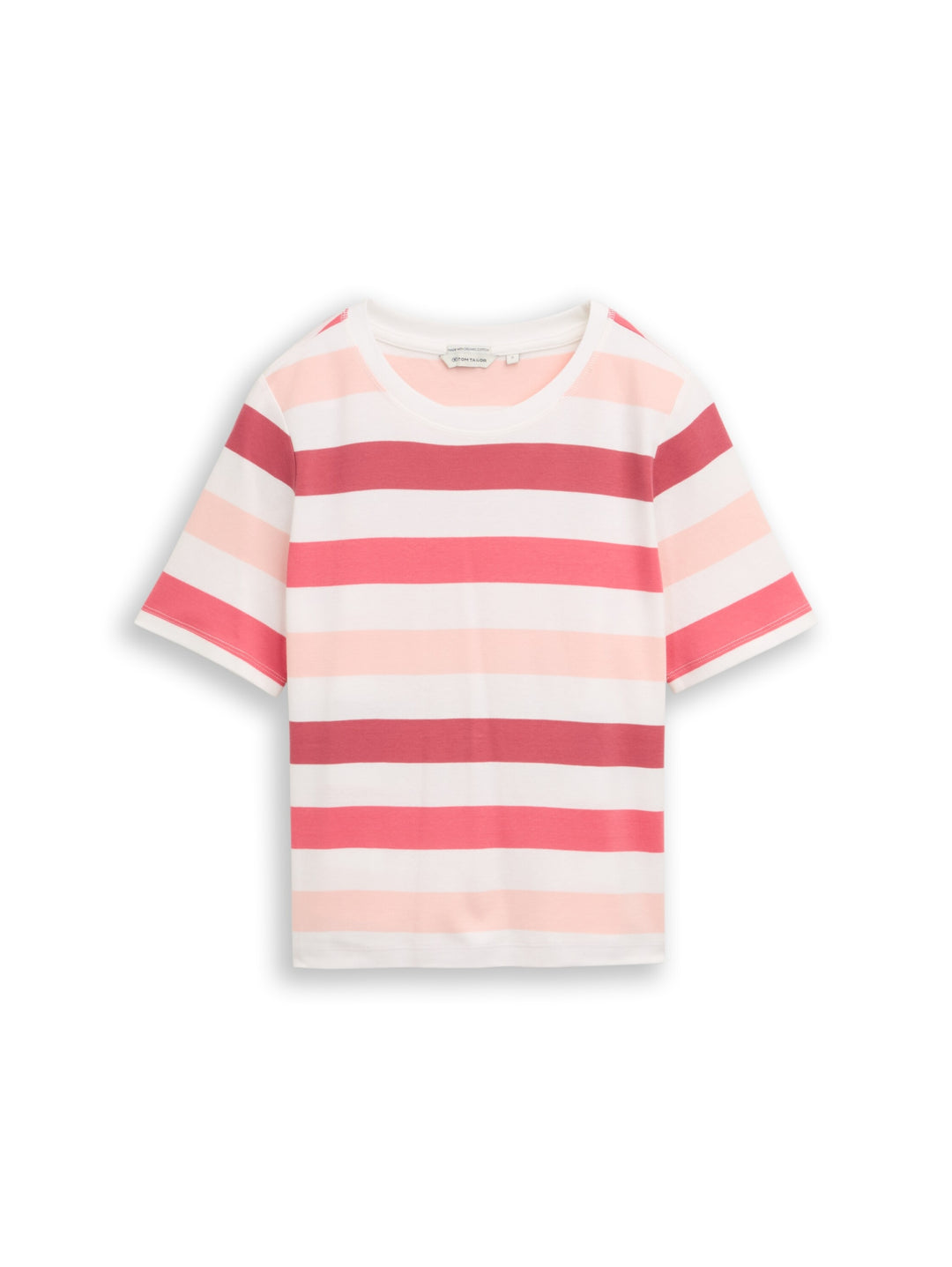 T-shirt boxy crew neck with pr, coral offwhite stripe 40483 Bild 1