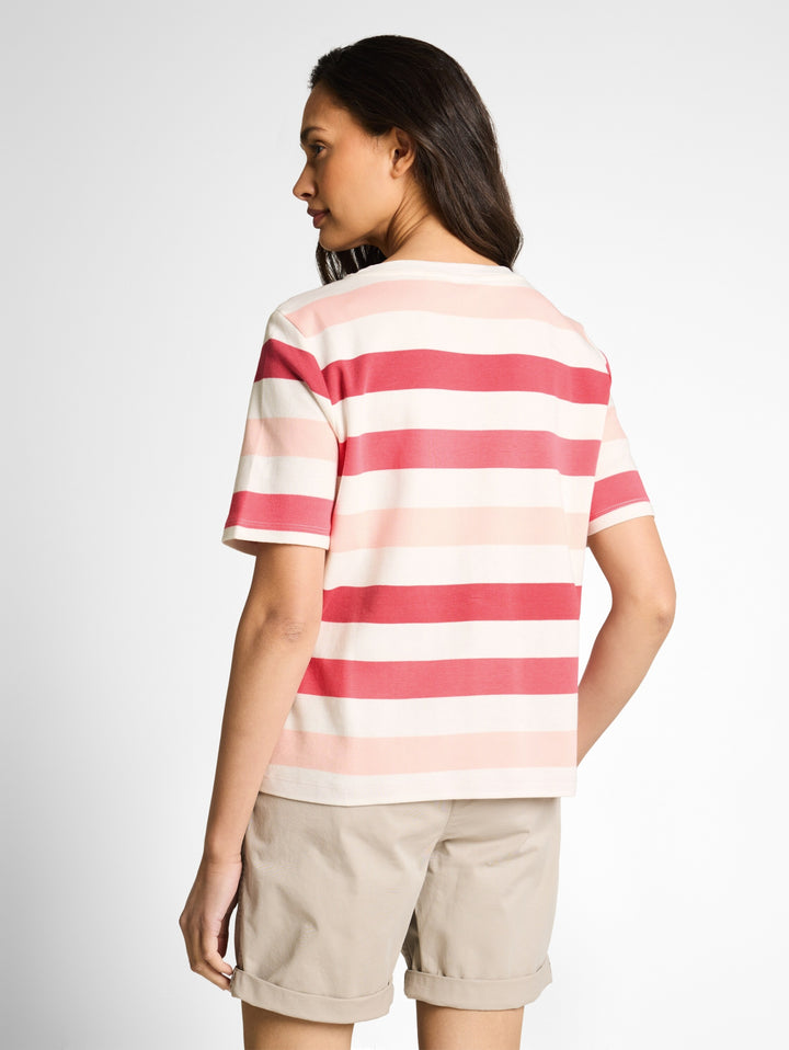 T-shirt boxy crew neck with pr, coral offwhite stripe 40483 Bild 4