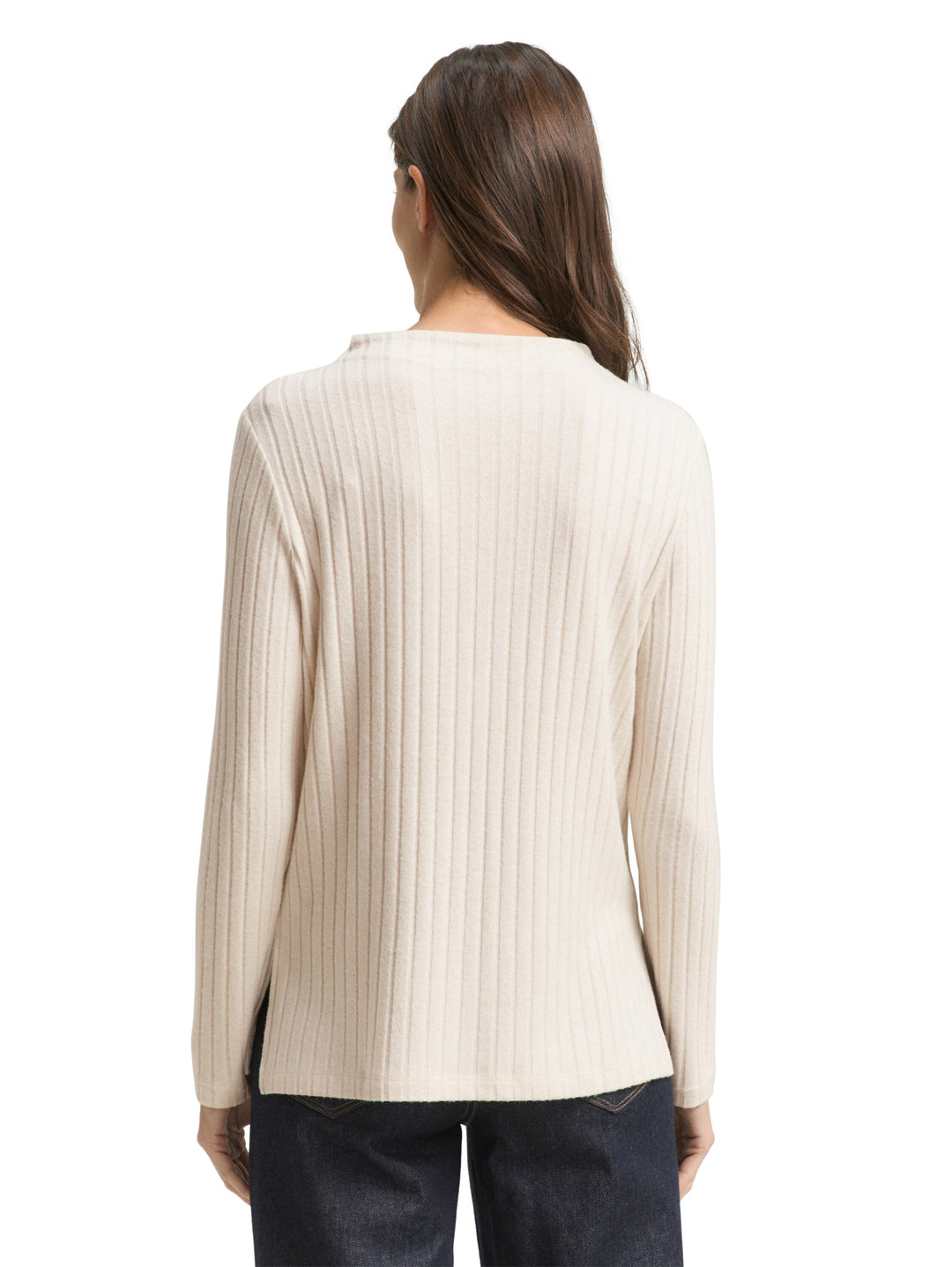 T-shirt cosy wide rib mock nec, sand stone beige melange 36844 Bild 4
