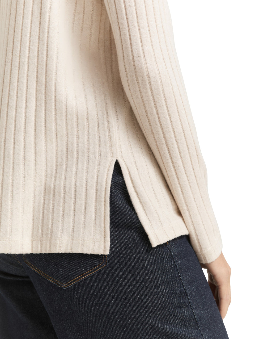 T-shirt cosy wide rib mock nec, sand stone beige melange 36844 Bild 6